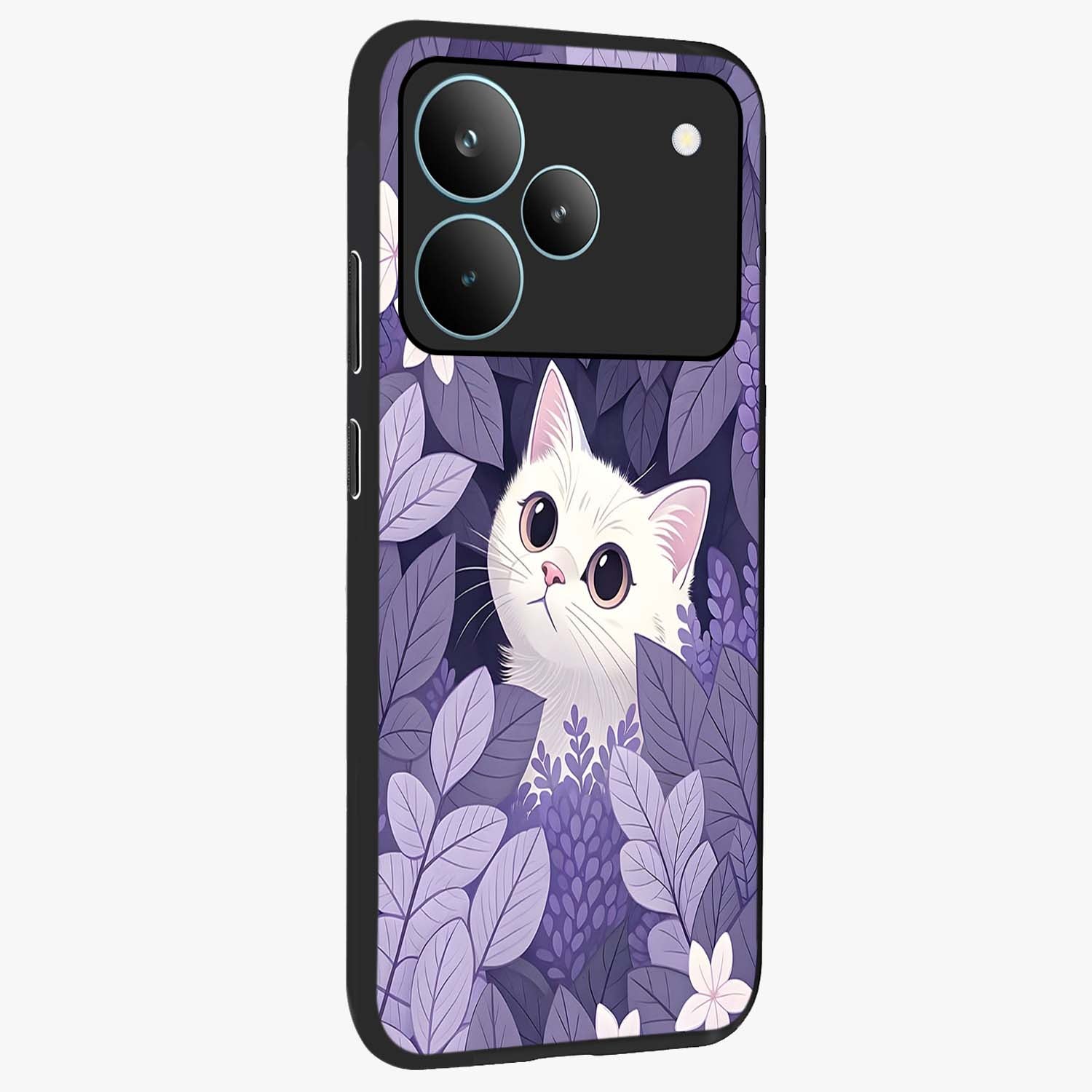 Lilac Hide Peek Cat Glass Case upright view showcasing charming cat artwork with adorable peek theme.