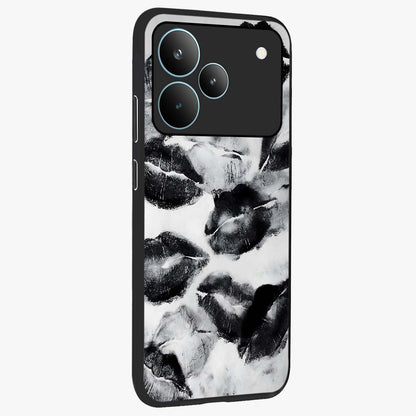 Midnight Kiss Marks Glass Case upright view showcasing stylish kiss mark artwork with trendy romantic theme.