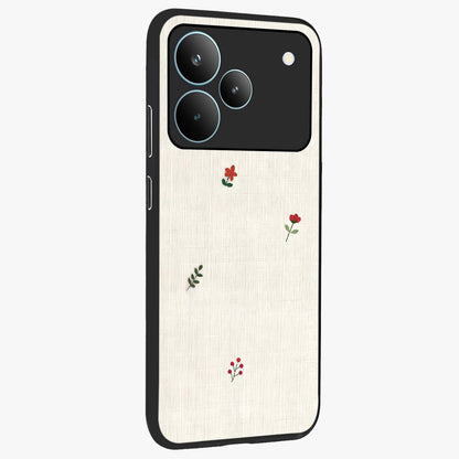 Minimalistic Blue With White Flower Pattern Glass Case upright view showcasing clean white flower artwork with calming blue theme.