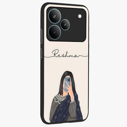 Mirror Mood Muse With Custom Name Glass Case upright view showcasing artistic mirror themed artwork with personalized aesthetic.