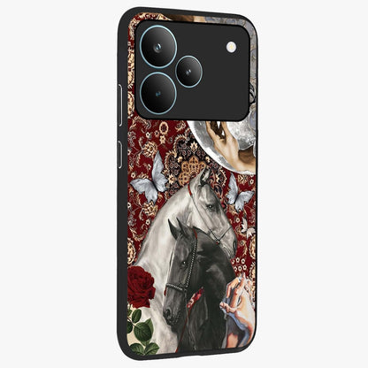 Moonlit Royal Stallion Glass Case upright view showcasing dramatic horse artwork with glowing moon themed design.