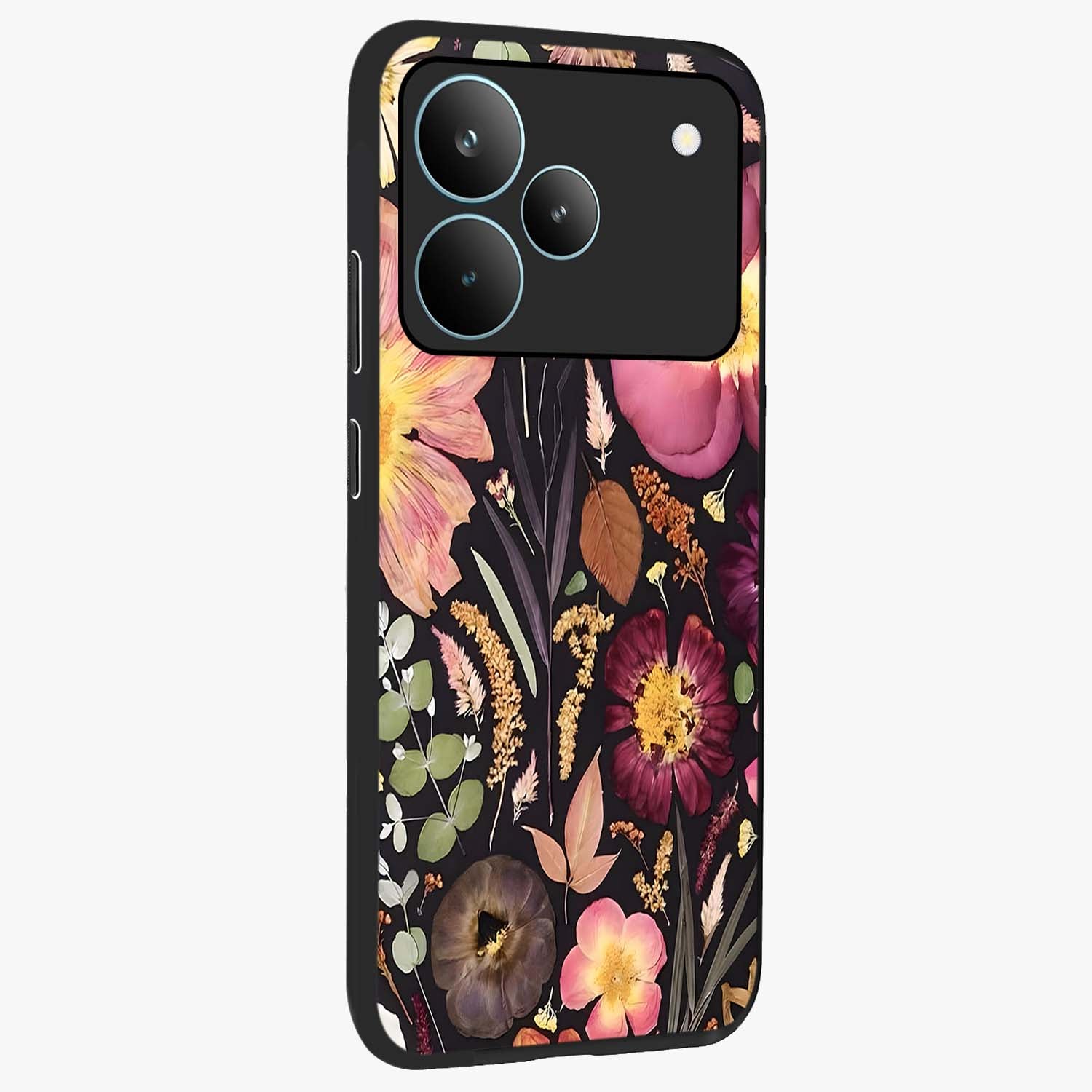 Petal Dream Tapestry Glass Case upright view showcasing detailed floral tapestry artwork with artistic nature theme.