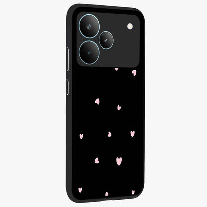 Pink Love Drops Glass Case upright view showcasing charming heart drop artwork with romantic playful theme.