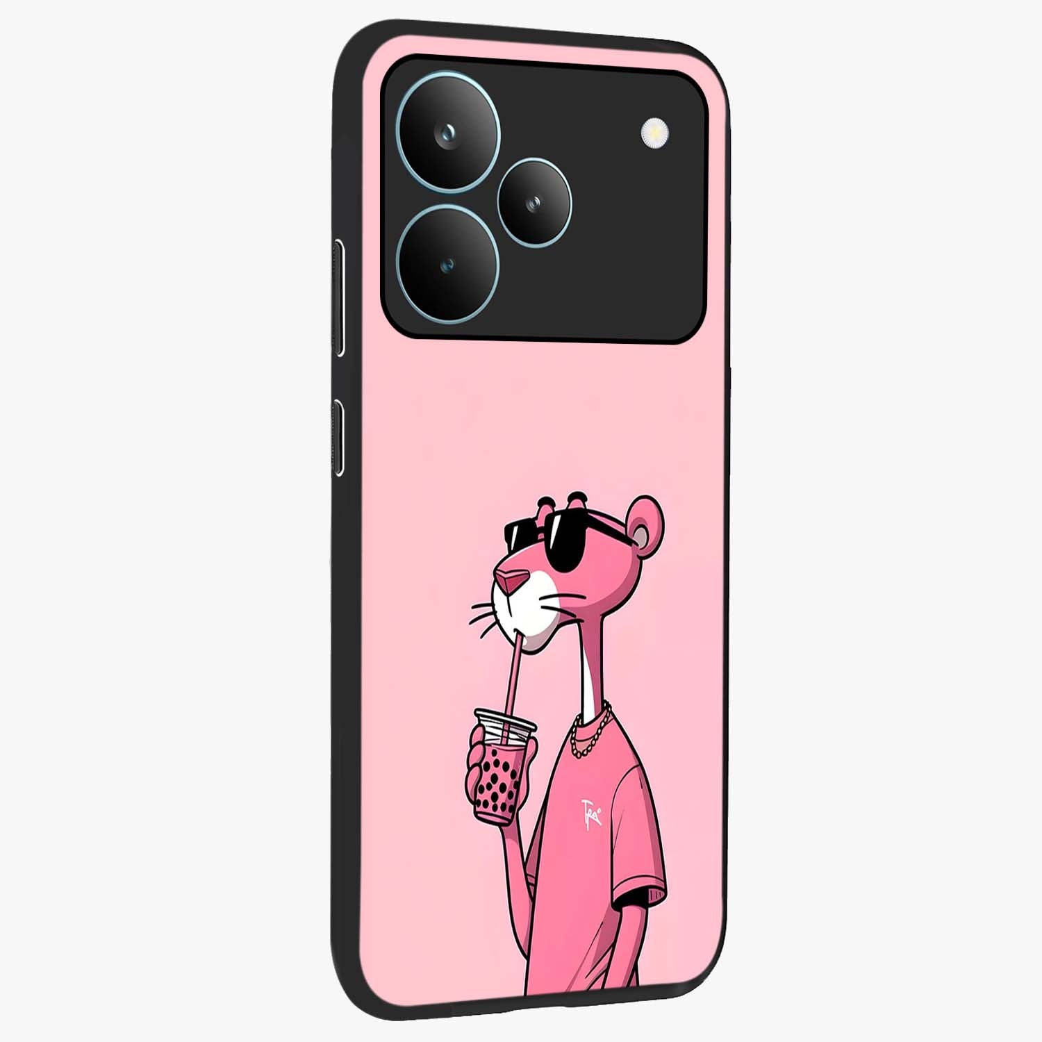 Pink Panther Glass Case upright view showcasing fun animated artwork with stylish retro cartoon theme.