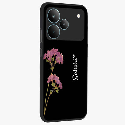 Riching Lavender Flower Custom Name Glass Case upright view showcasing elegant lavender floral artwork with personalized aesthetic.