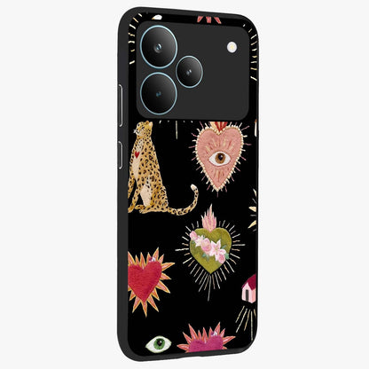 Sacred Jungle Heart Glass Case upright view showcasing vibrant jungle artwork with symbolic heart theme.