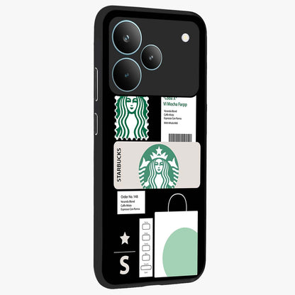 Starbucks Mocha Glass Case upright view showcasing trendy coffee inspired artwork with modern lifestyle theme.