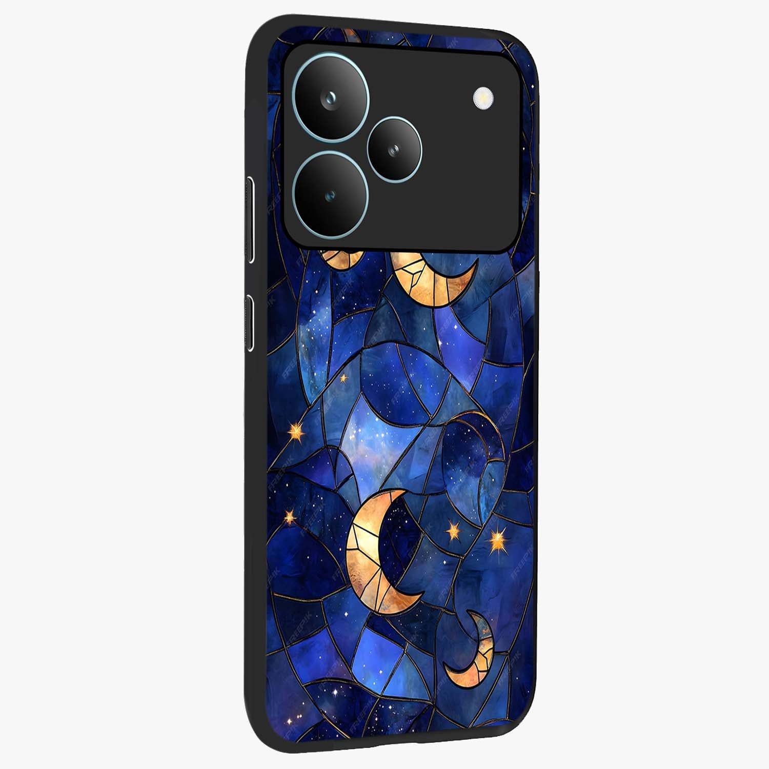 Starlit Sky Tapestry Glass Case upright view showcasing elegant starry sky artwork with cosmic decorative theme.
