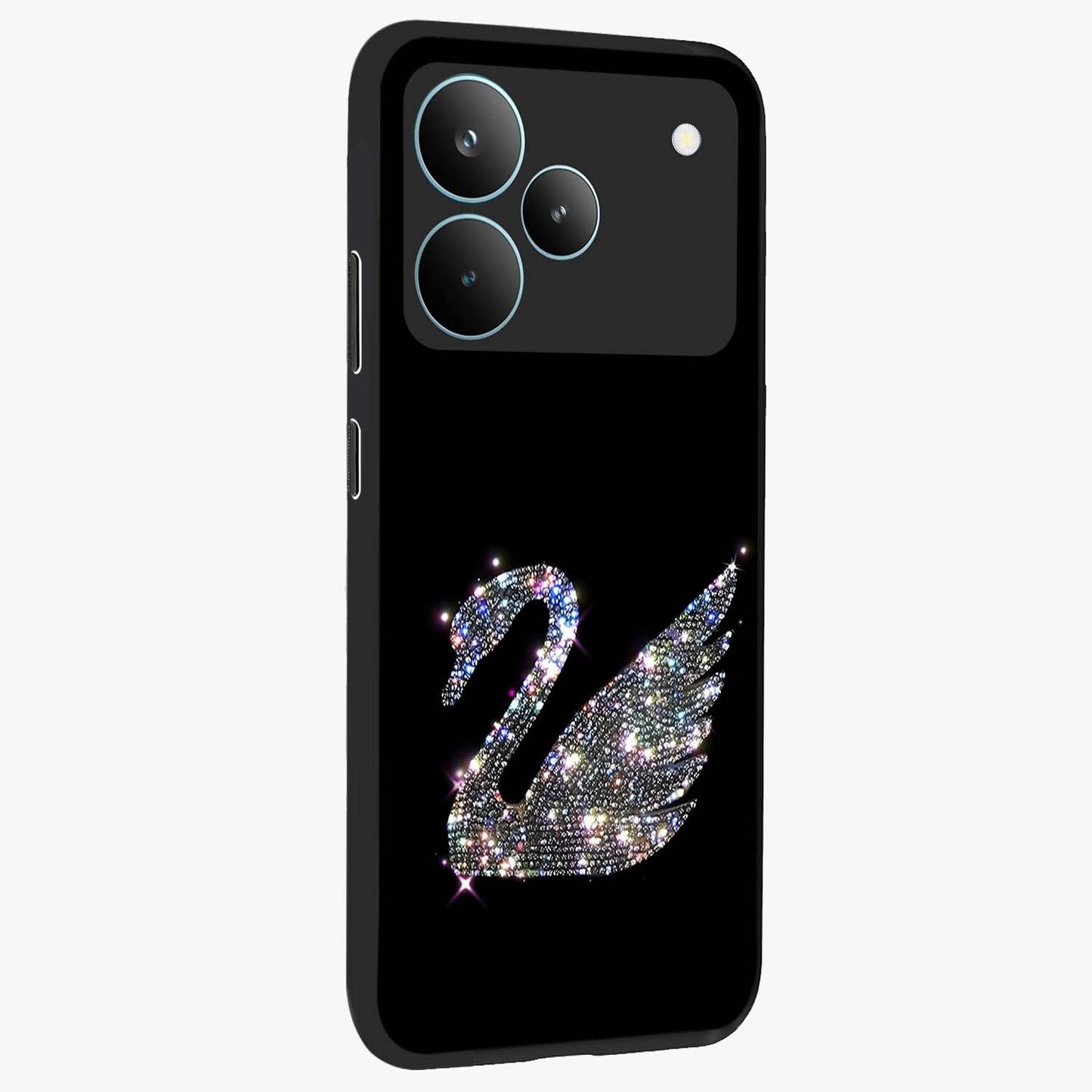 Starlit Swan Grace Glass Case upright view showcasing beautiful swan artwork with peaceful night themed design.