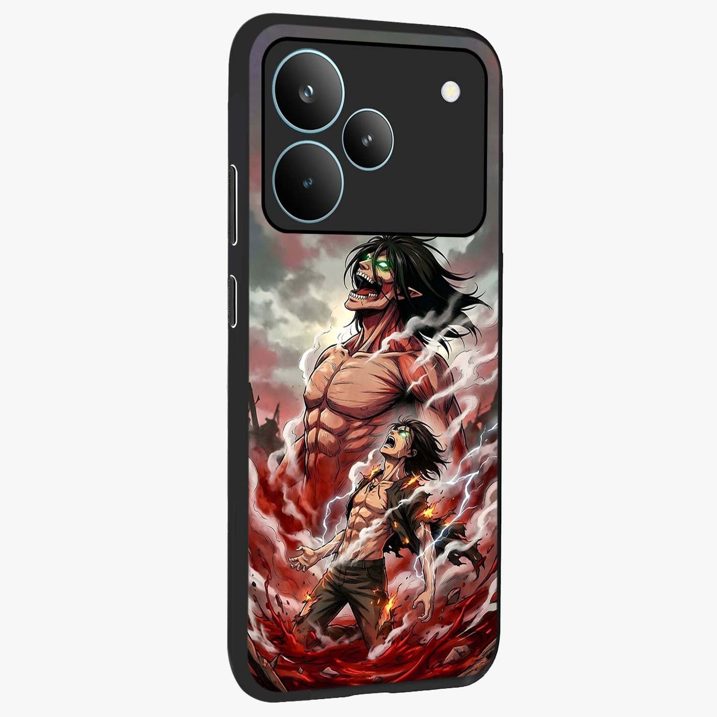 Titan Awakening Fury Glass Case upright view showcasing intense titan artwork with epic fantasy theme.