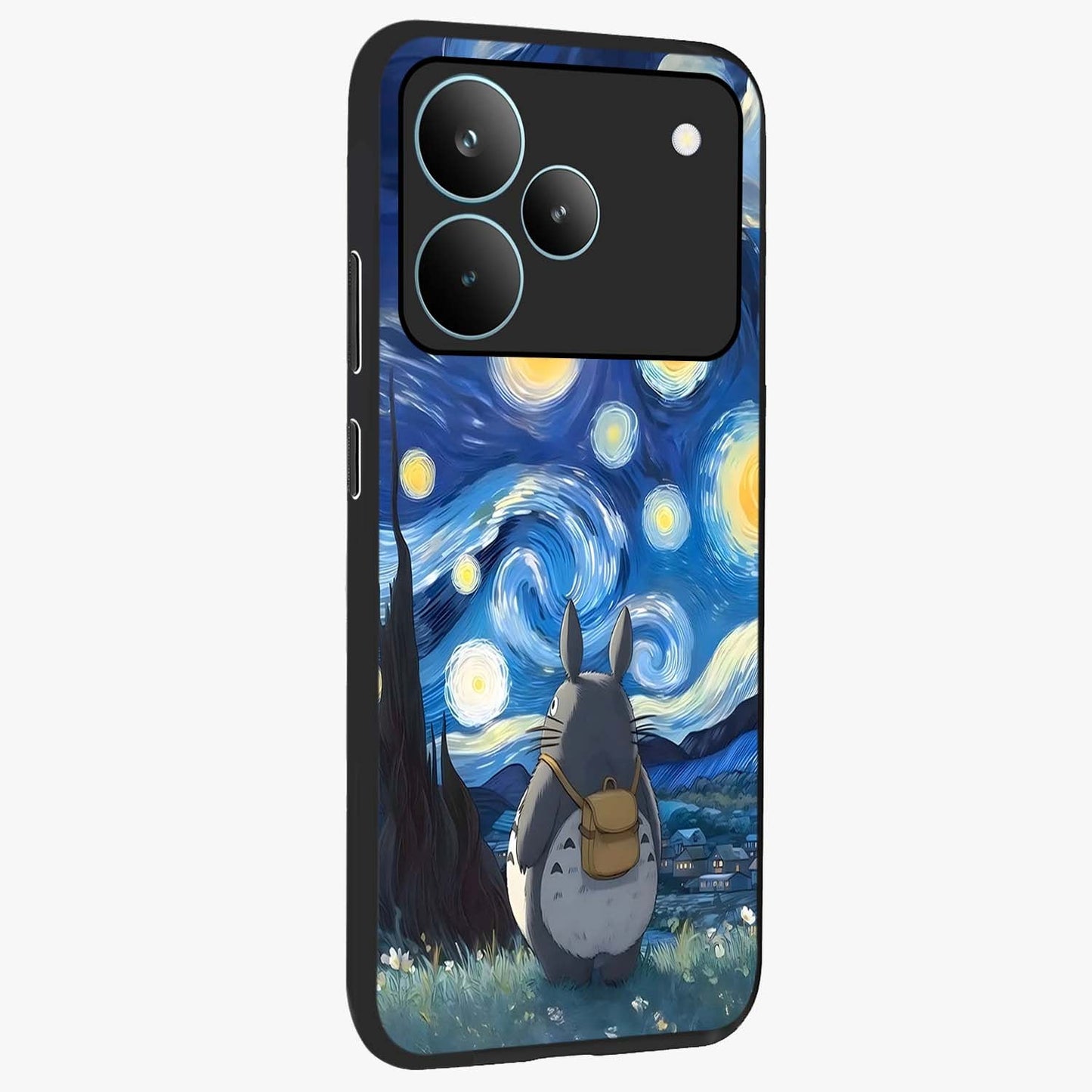 Totoro In Van Gogh Art Glass Case upright view showcasing creative character artwork with painterly artistic theme.