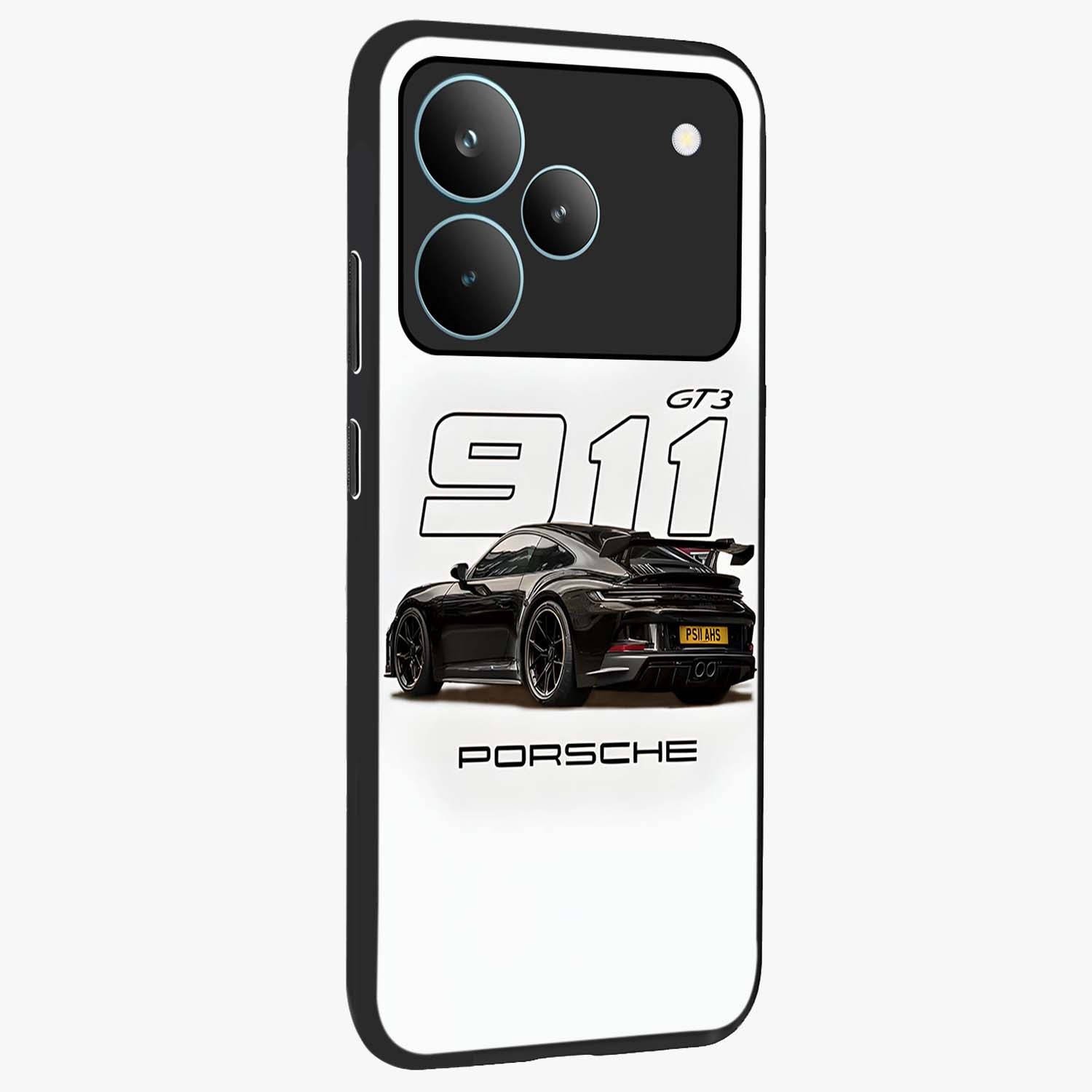 Turbo Legacy Icon Glass Case upright view showcasing bold racing inspired artwork with classic car theme.