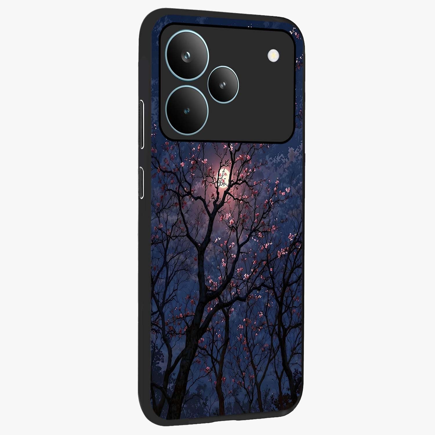 Twilight Sakura Serenade Glass Case upright view showcasing beautiful cherry blossom artwork with serene evening theme.
