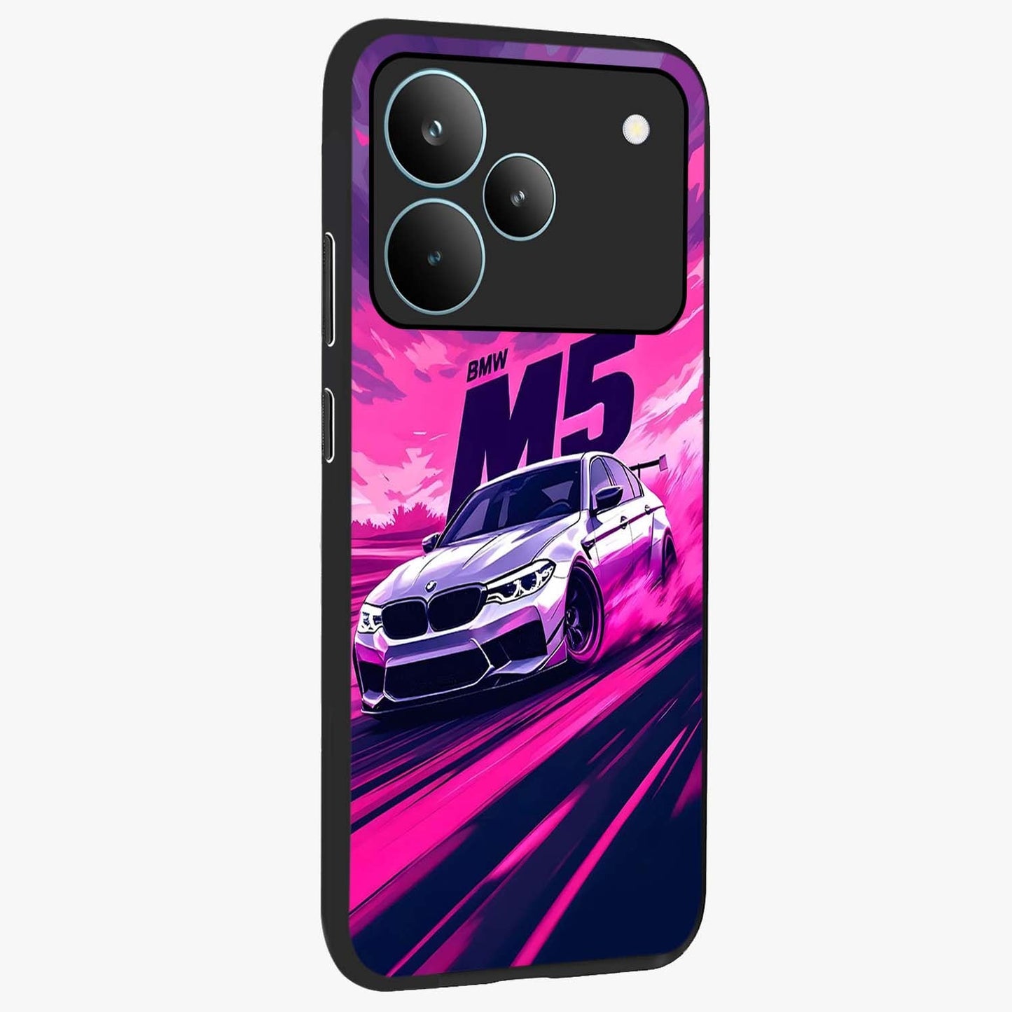 Velocity Drift Pulse Glass Case upright view showcasing powerful racing artwork with energetic motorsport theme.