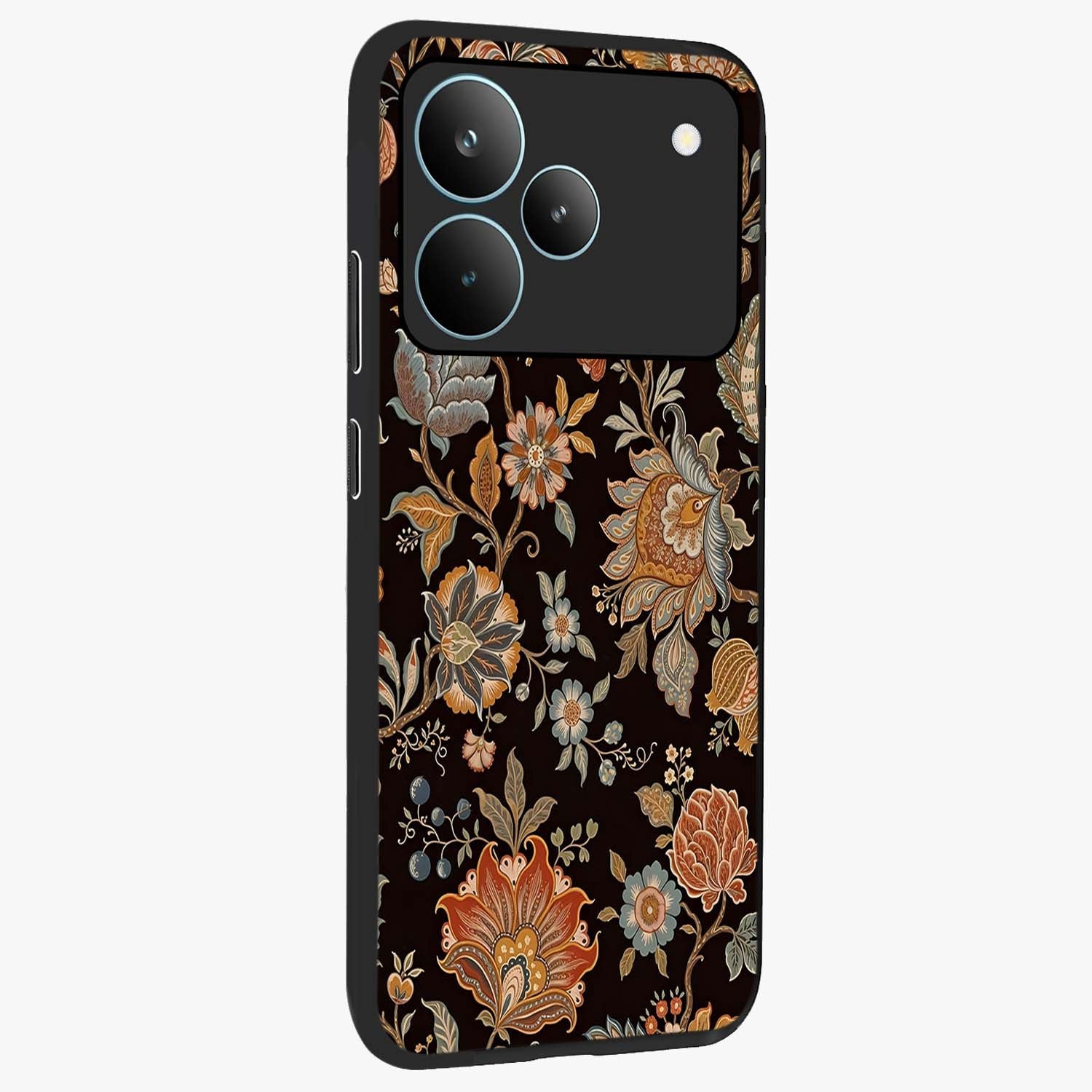 Vintage Floral Dream Glass Case upright view showcasing delicate floral artwork with timeless vintage theme.