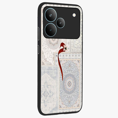 White Aesthetic Bow Glass Case upright view showcasing delicate ribbon bow artwork with cute minimalist theme.