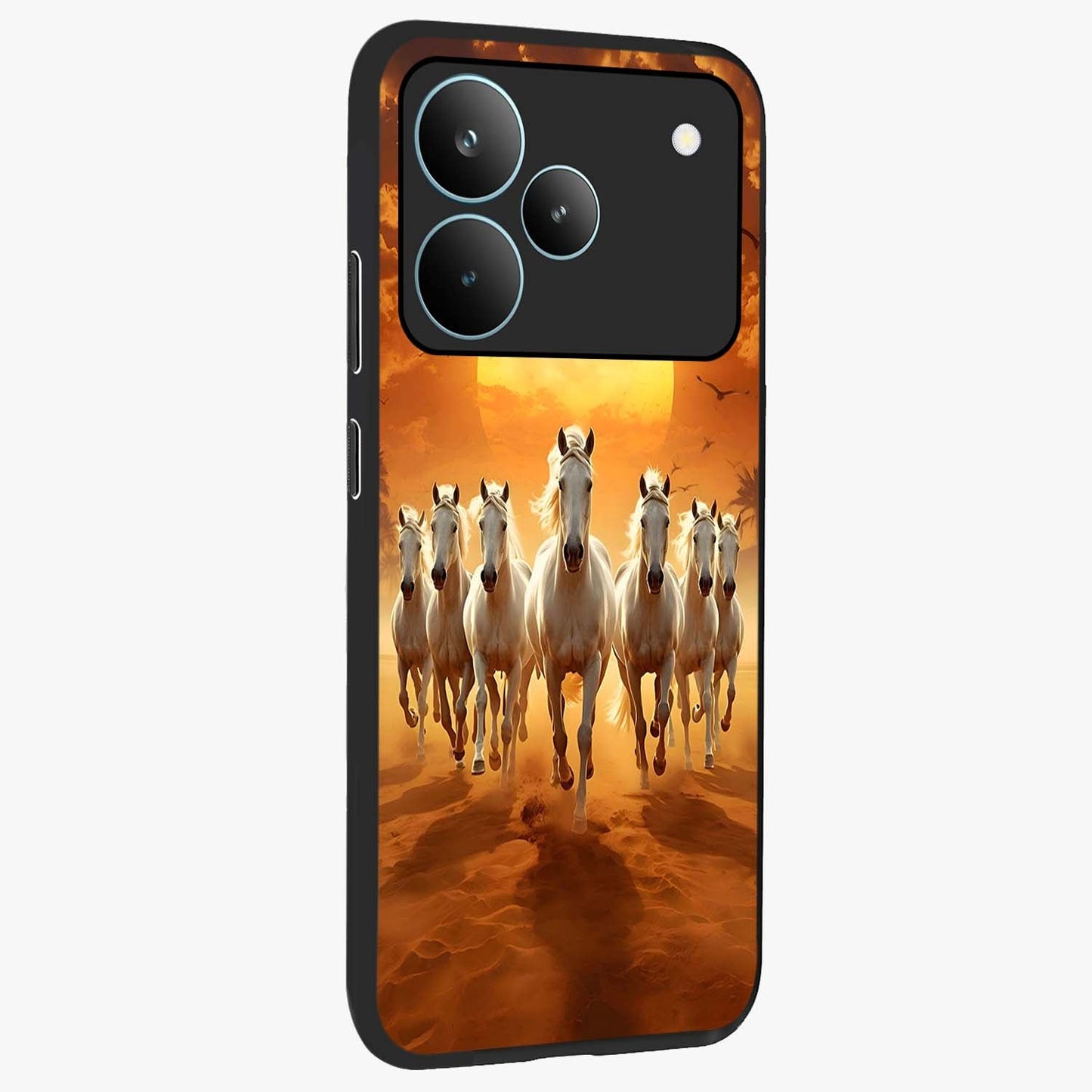 Wild Sunset Majesty Glass Case upright view showcasing dramatic sunset artwork with bold nature theme.