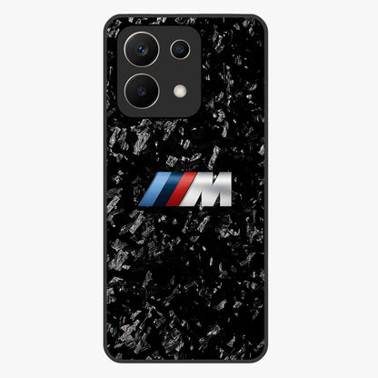 Carbon Speed Mark Glass Case showing flat back view with sporty carbon pattern artwork and glossy glass finish.