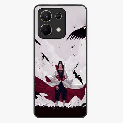 Crimson Crow Ascension Glass Case showing flat back view with mystical crow artwork and glossy glass finish.