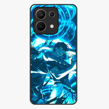 Cursed Energy Clash Glass Case showing flat back view with intense cursed energy artwork and glossy glass finish.