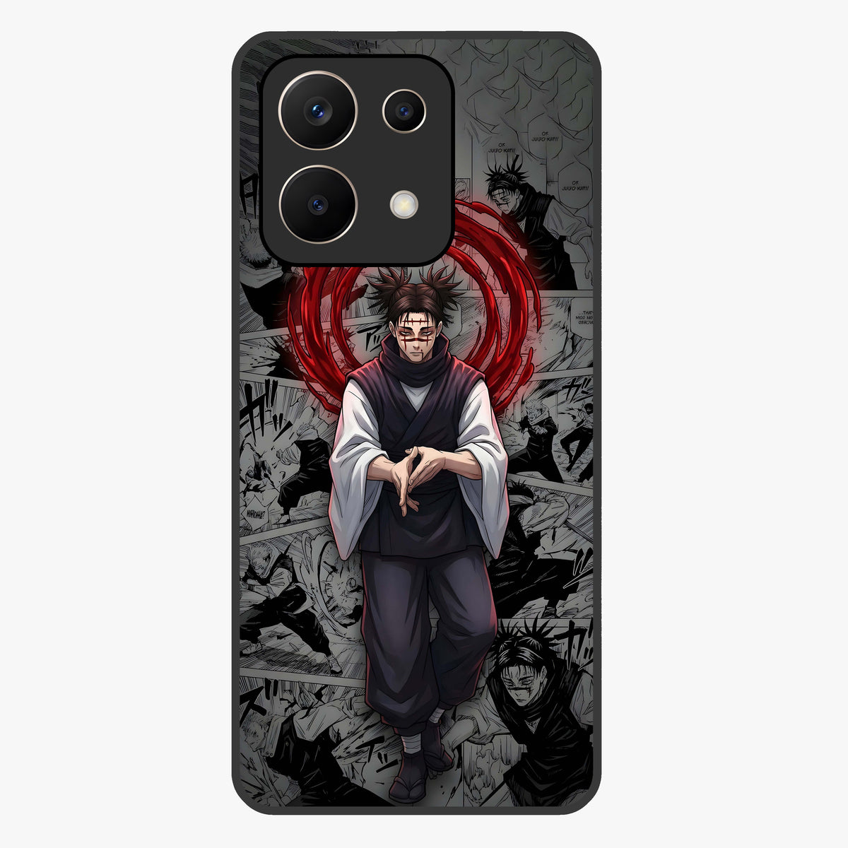 Cursed Ritual Ascension Glass Case showing flat back view with dark ritual themed artwork and glossy glass finish.