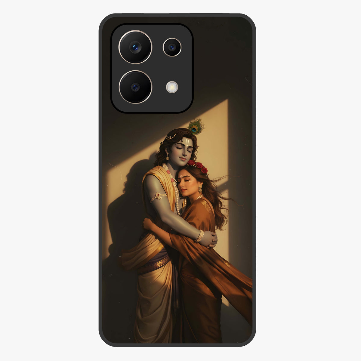 Divine Eternal Love Glass Case showing flat back view with spiritual love themed artwork and glossy glass finish.
