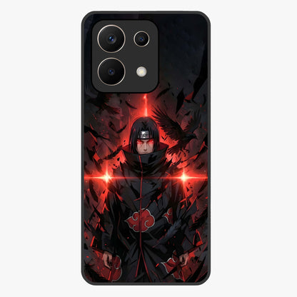 Focused Blade Discipline Glass Case showing flat back view with warrior sword themed artwork and glossy glass finish.