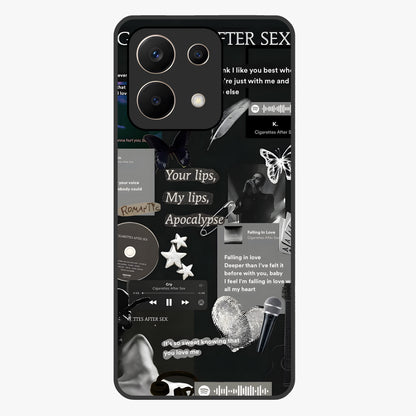 Midnight Love Echo Glass Case showing flat back view with romantic midnight themed artwork and glossy glass finish.