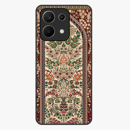 Persian Inspired Glass Case showing flat back view with ornate Persian style pattern artwork and glossy glass finish.