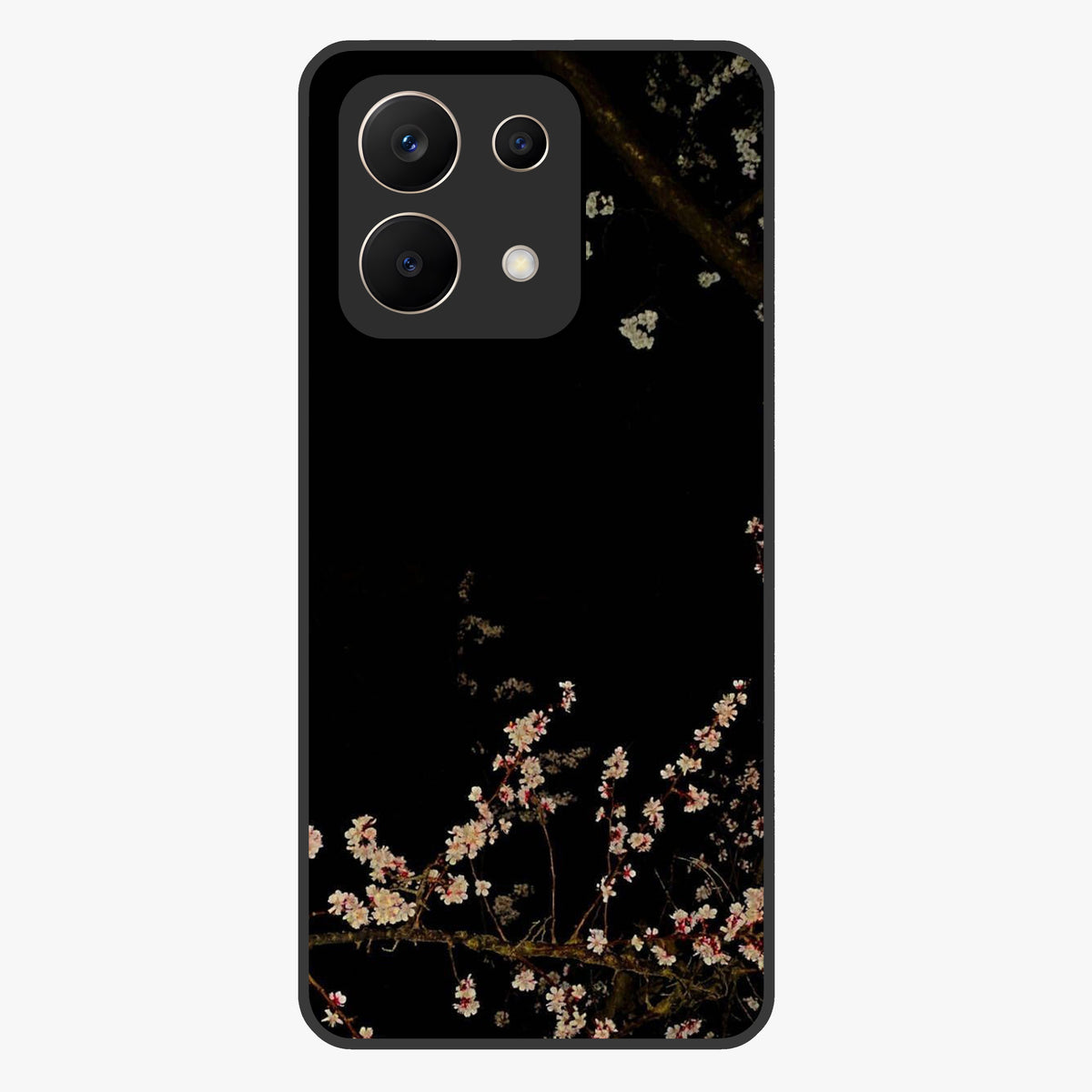 Petal Moon Light With Custom Name Glass Case showing flat back view with floral moonlight artwork and personalized name design.
