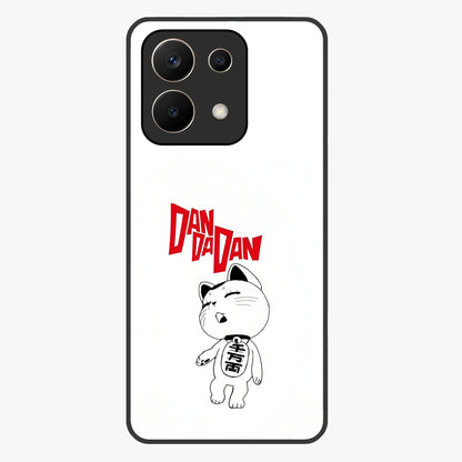 Playful Spirit Charm Glass Case showing flat back view with cheerful charm themed artwork and glossy glass finish.