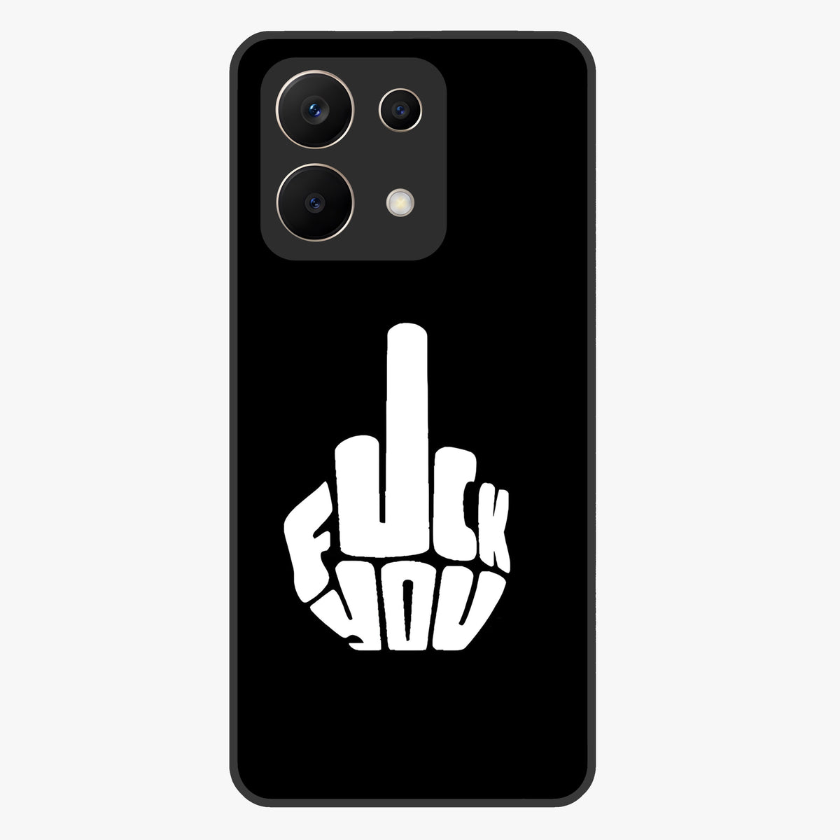 Rebel Mode On Glass Case showing flat back view with bold rebellious typography artwork and glossy glass finish.