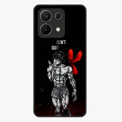 Rise Beyond Limits Glass Case showing flat back view with motivational typography artwork and glossy glass finish.