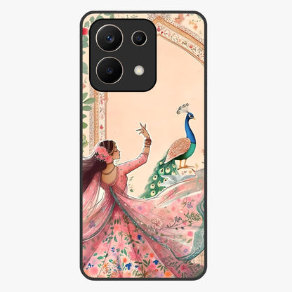 Royal Grace Muse Glass Case showing flat back view with elegant artistic artwork and glossy glass finish.
