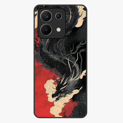 Shadow Dragon Fury Glass Case showing flat back view with fierce dragon artwork and glossy glass finish.