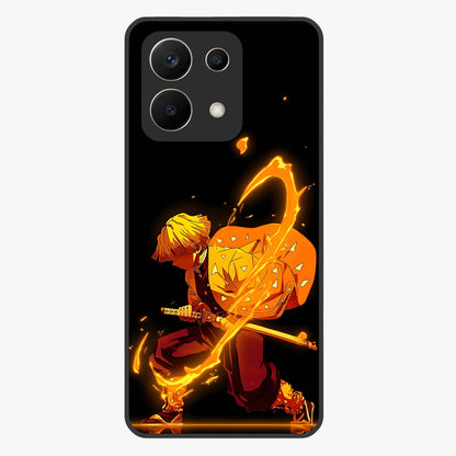 Thunder Flame Execution Glass Case showing flat back view with powerful flame and lightning artwork and glossy glass finish.