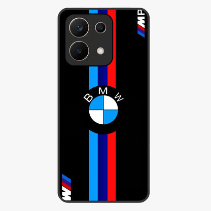 Turbo BMW Beast Glass Case showing flat back view with high performance sports car artwork and glossy glass finish.