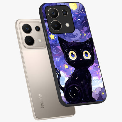 Abstract Cat Art Glass Case displayed in angled mockup highlighting modern abstract cat artwork and sleek glass surface.
