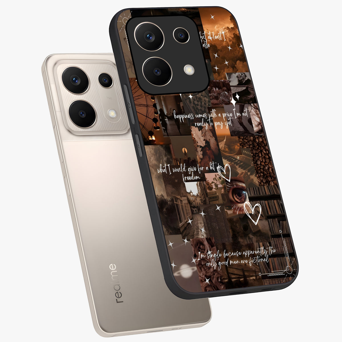 Bittersweet Aesthetic Chaos Glass Case displayed in angled mockup highlighting expressive abstract artwork and edgy aesthetic theme.