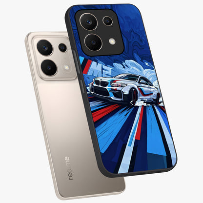 Drift Power Rush Glass Case displayed in angled mockup highlighting powerful drift car design with sporty aesthetic style.