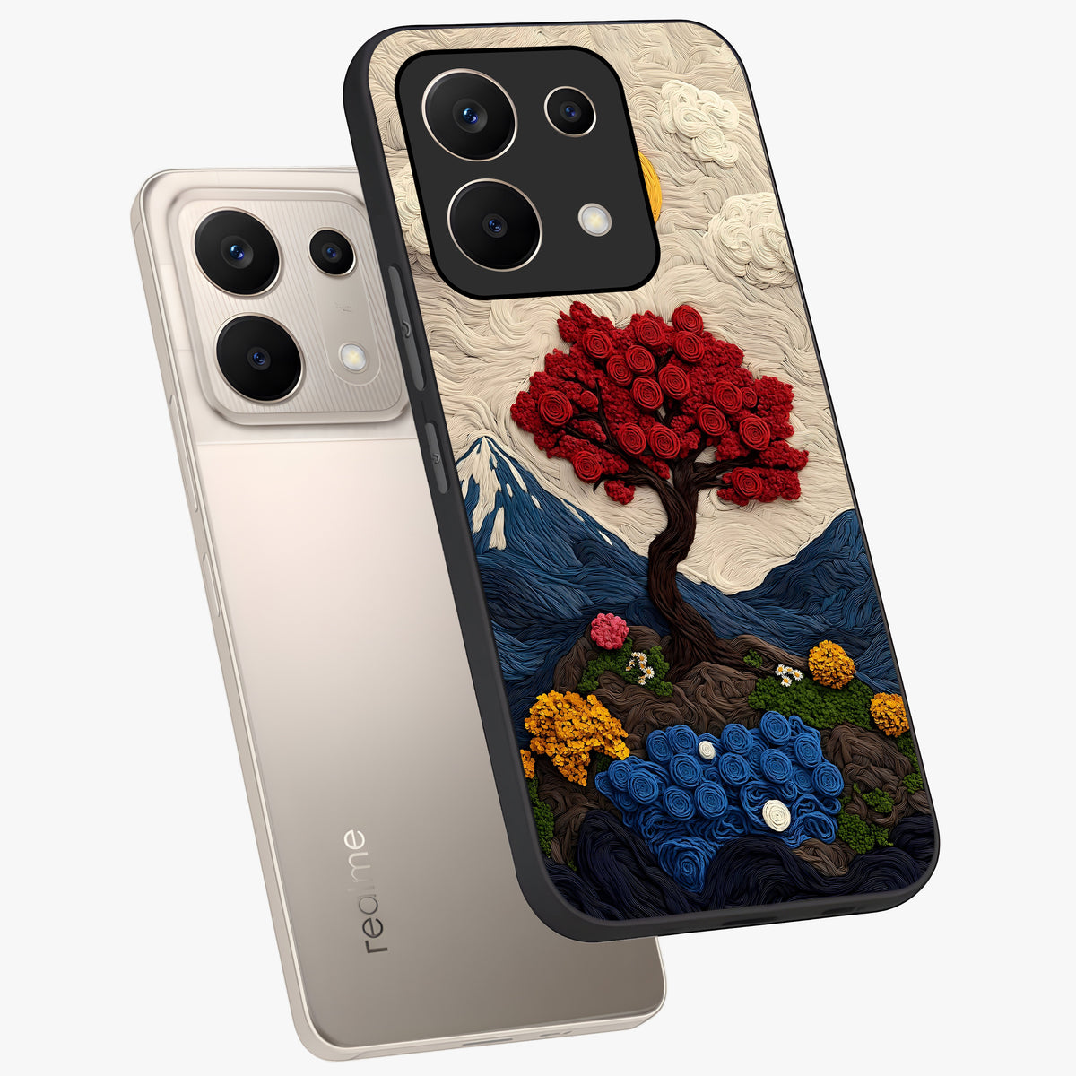 Eternal Nature Tapestry Glass Case displayed in angled mockup highlighting detailed botanical pattern with artistic aesthetic.