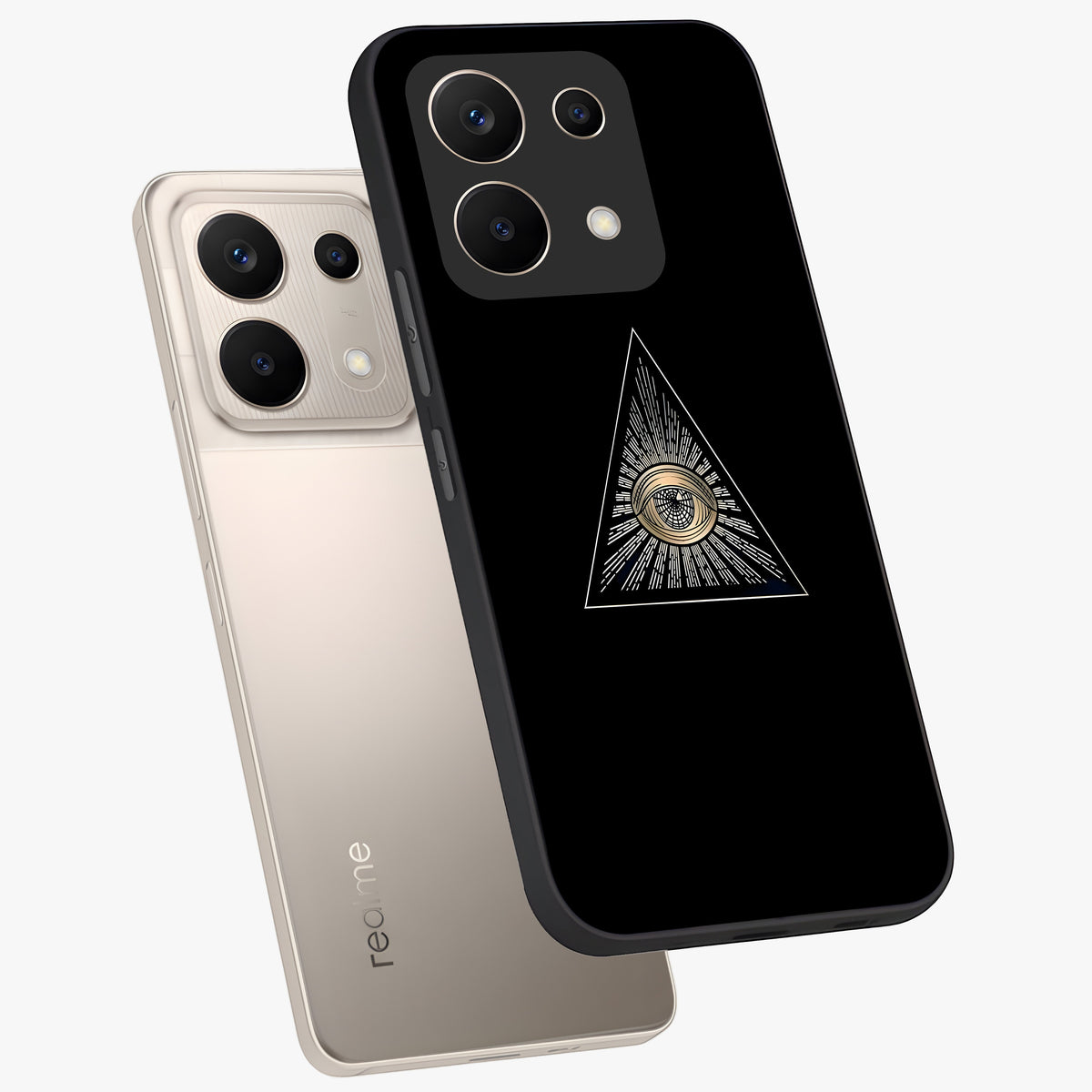 Illuminati Evil Glass Case displayed in angled mockup highlighting dark occult inspired design with bold aesthetic style.
