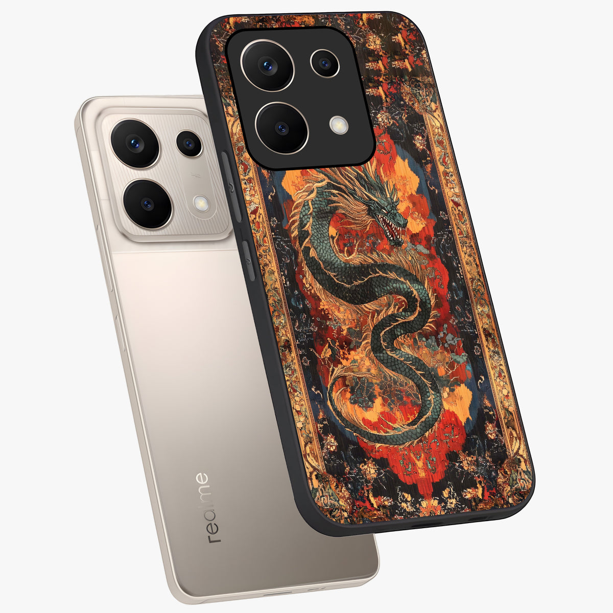 Inferno Dragon Soul Glass Case displayed in angled mockup highlighting powerful dragon illustration with inferno aesthetic.