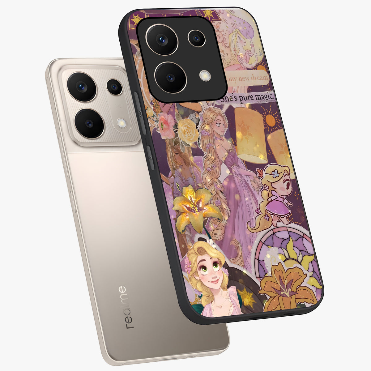 Magical Tangled Dream Glass Case displayed in angled mockup highlighting whimsical fantasy design with magical aesthetic.