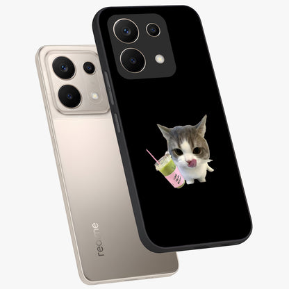 Matcha Cat Style Glass Case displayed in angled mockup highlighting playful feline design with pastel matcha aesthetic.