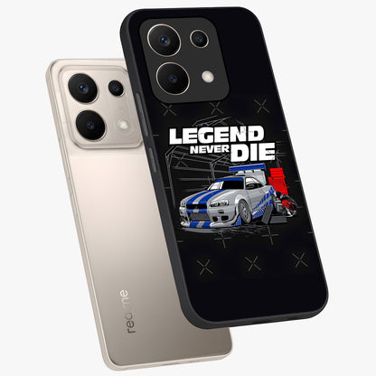 Midnight Racing Legacy Glass Case displayed in angled mockup highlighting dynamic automotive design with bold midnight aesthetic.