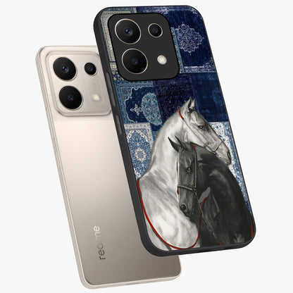 Midnight Stallion Blues Glass Case displayed in angled mockup highlighting powerful stallion illustration with deep midnight tones.