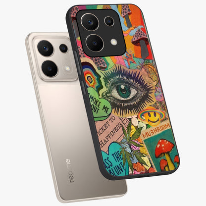 Mystic Eye Wonderland Glass Case displayed in angled mockup highlighting magical eye illustration with dreamy aesthetic.