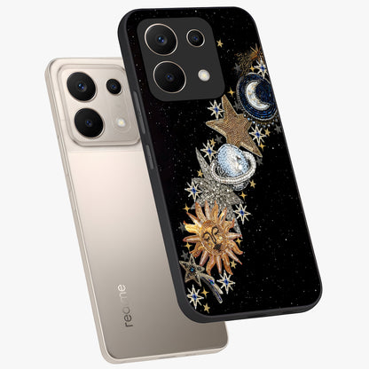 Pearls Universe Object Glass Case displayed in angled mockup highlighting celestial pearl design with dreamy aesthetic.
