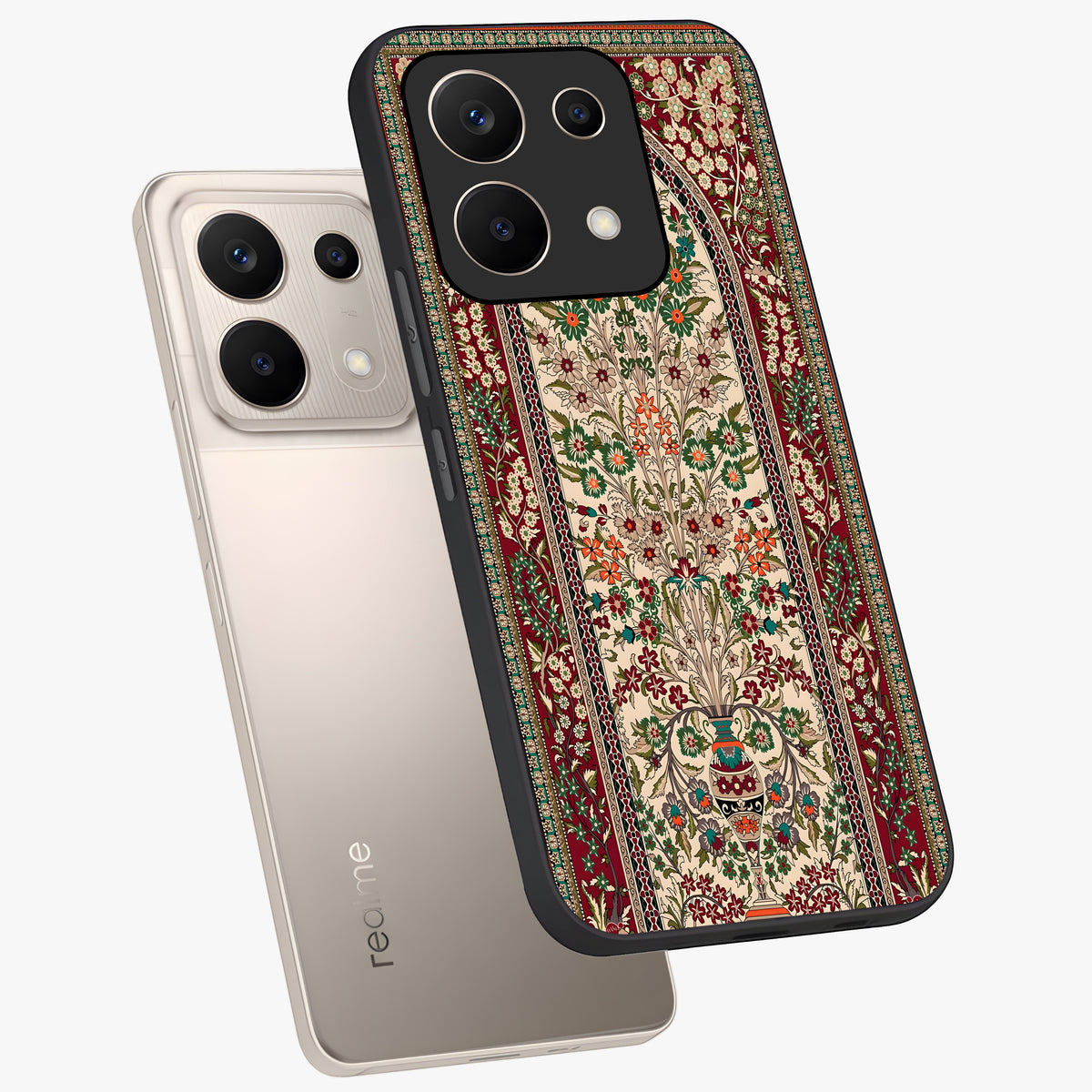Persian Inspired Glass Case displayed in angled mockup highlighting intricate traditional design with elegant cultural aesthetic.